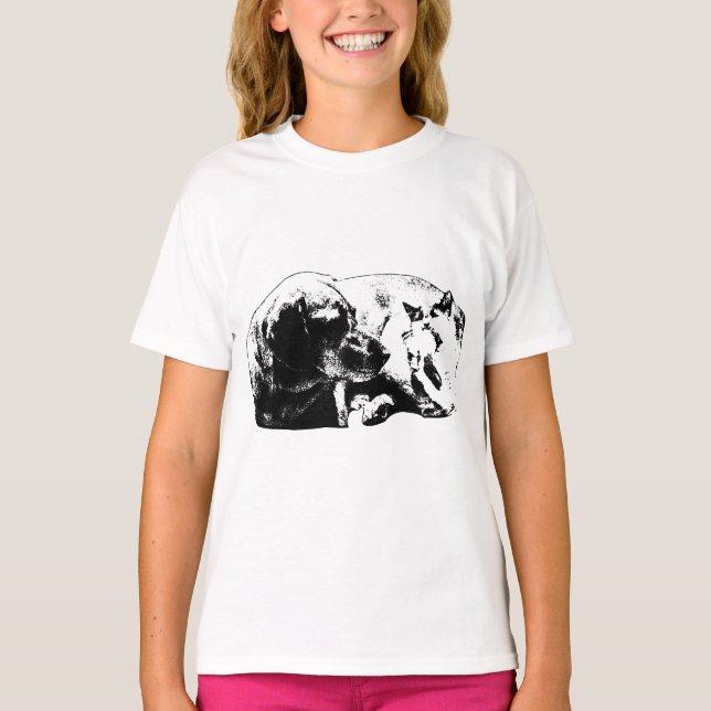 Straße Duo: Hund + Katze T-Shirt (Vorderseite)