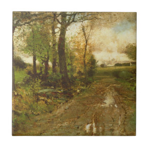 Straße durch das Holz Fliese