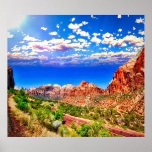 Straße durch den Zion Nationalpark Poster