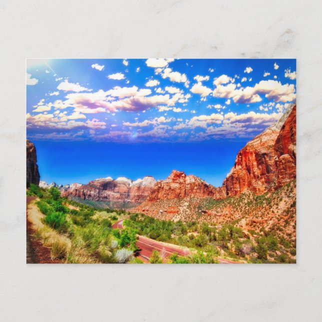 Straße durch den Zion Nationalpark Postkarte (Vorderseite)