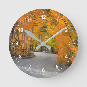 Straße durch Herbstaspens Runde Wanduhr