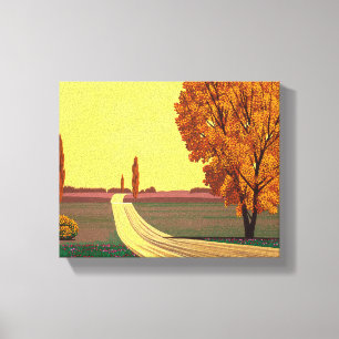 Straße im Herbst - Kunstwerk der Great Hiroshi Nag Leinwanddruck