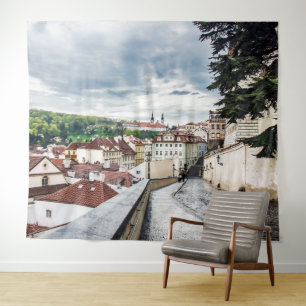 Straße im Stadtzentrum von Prag Wandteppich
