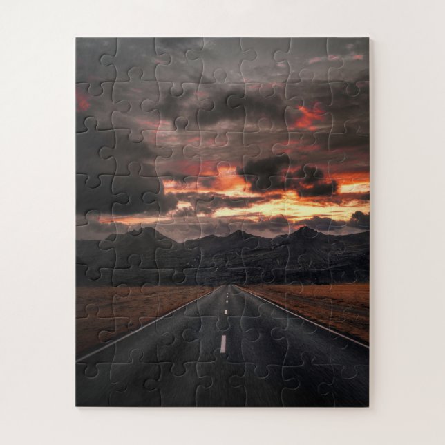 Straße in den Sunset Mountain Puzzle (Vertikal)