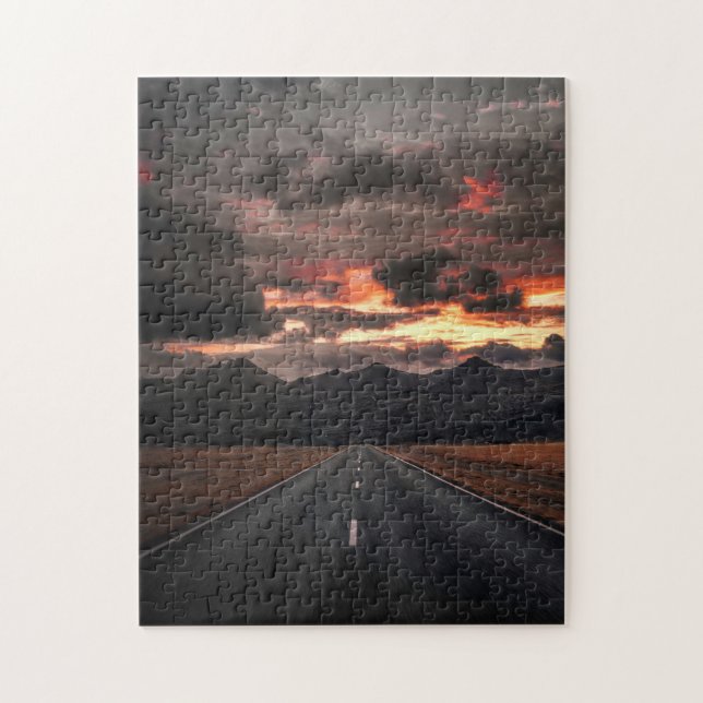 Straße in den Sunset Mountain Puzzle (Vertikal)