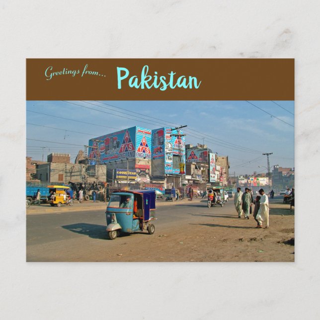 Straße in der Nähe von Lahore Punjab Pakistan Postkarte (Vorderseite)