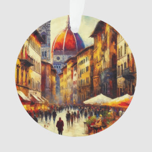 Straße in Florenz, Italien mit Duomo-Gemälde Ornament