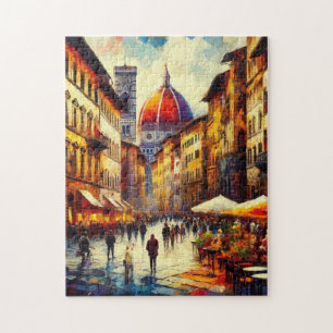 Straße in Florenz, Italien mit Duomo-Gemälde Puzzle