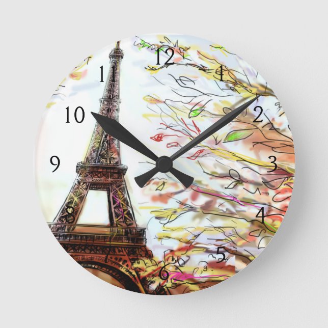 Straße in Paris - Abbildung 2 Runde Wanduhr (Vorderseite)