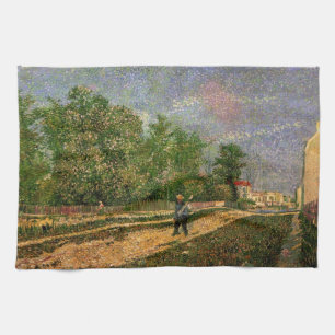 Straße in Paris mit Bauer von Vincent van Gogh Geschirrtuch