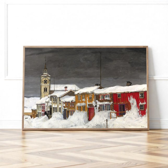 Straße in Røros im Winter (1903) Poster (Von Creator hochgeladen)