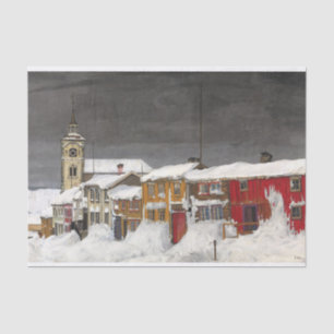 Straße in Røros im Winter von Harald Sohlberg Seidenpapier