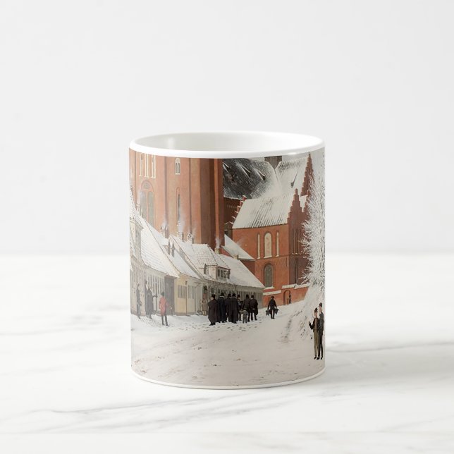 Straße in Roskilde 1836 Weihnachtszene Kaffeetasse (Mittel)