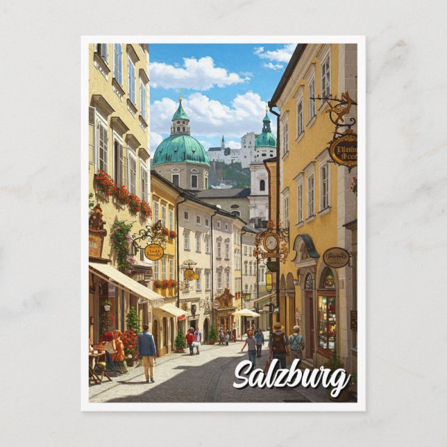 Straße in Salzburg Austria Travel Postkarte (Vorderseite)