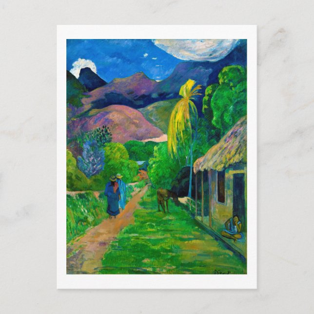 Straße in Tahiti, Gauguin Postkarte (Vorderseite)