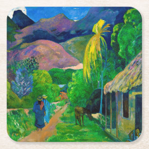 Straße in Tahiti, Gauguin Rechteckiger Pappuntersetzer