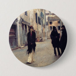 Straße in Venedig (Elegante Frau) (Singer Sargent) Button