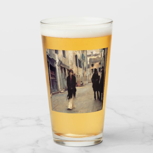 Straße in Venedig (Elegante Frau) (Singer Sargent) Glas (Vorne (Gefüllt))