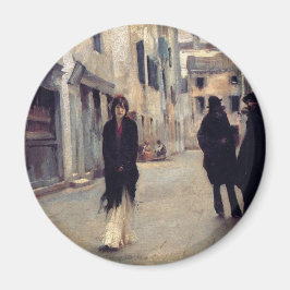 Straße in Venedig (Elegante Frau) (Singer Sargent) Magnet