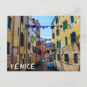 Straße in Venedig mit Wäsche waschen Kleider Itali Postkarte