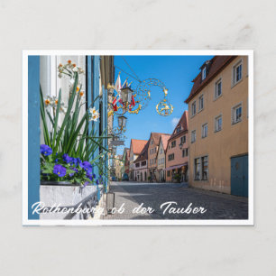 Straße mit Blume in Rothenburg ob der Tauber Postkarte