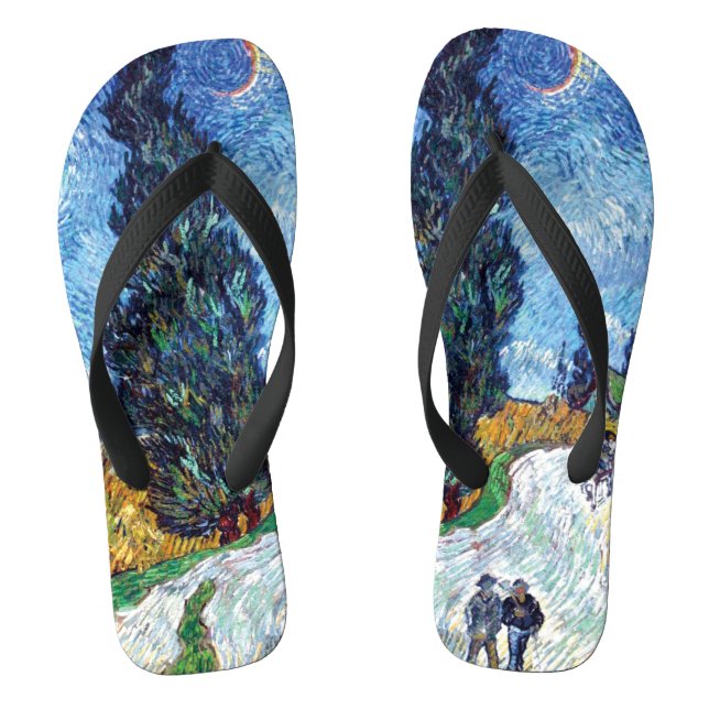 Straße mit Cypress und Star (1890) Van Gogh Unisex Flip Flops (Fußbett)