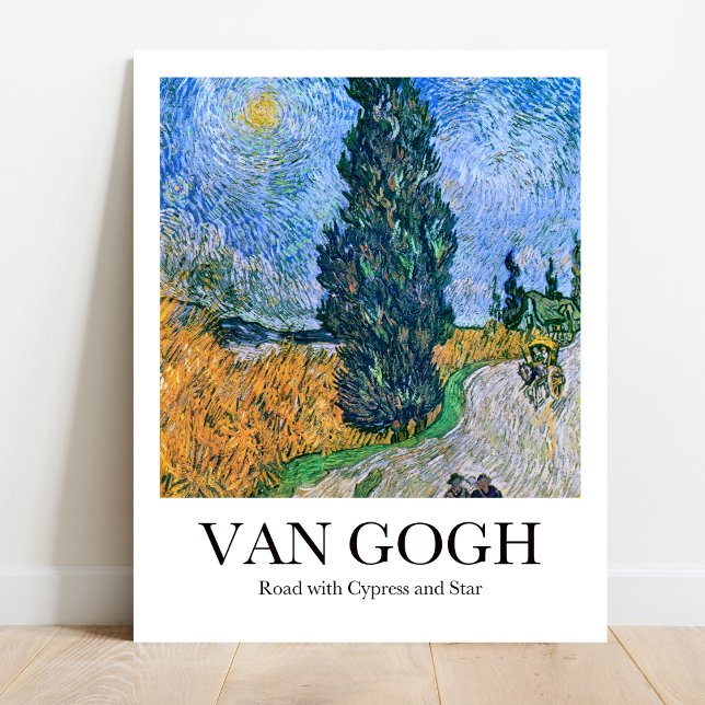 Straße mit Cypress und Star von Vincent van Gogh Poster (Starry Night Journey: Van Gogh's "Road with Cypress & Star." High-quality poster)