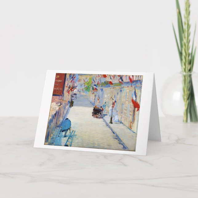 Straße mit französischen Flaggen, Manet Karte (Vorderseite)