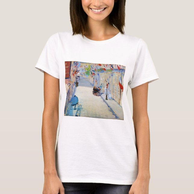 Straße mit französischen Flaggen, Manet T-Shirt (Vorderseite)
