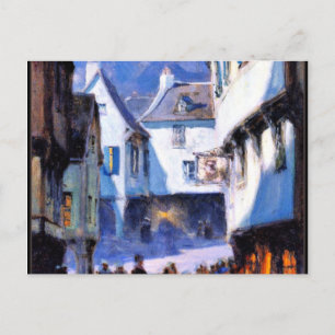 Straße, Mondlicht, Mont-Saint-Michel Kunst Postkarte