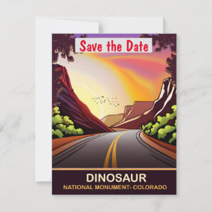 Straße nach Dinosaur, Colorado, Travel Postcard, Save The Date