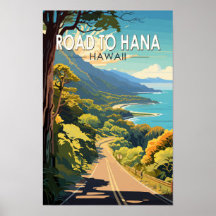 Straße nach Hana Maui Hawaii Reise Kunst Vintage Poster