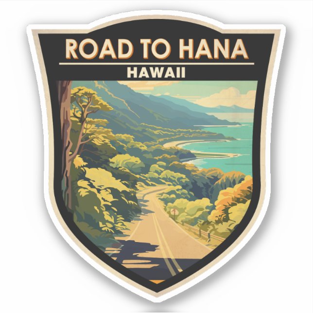 Straße nach Hana Maui Hawaii Vintag Aufkleber (Vorderseite)
