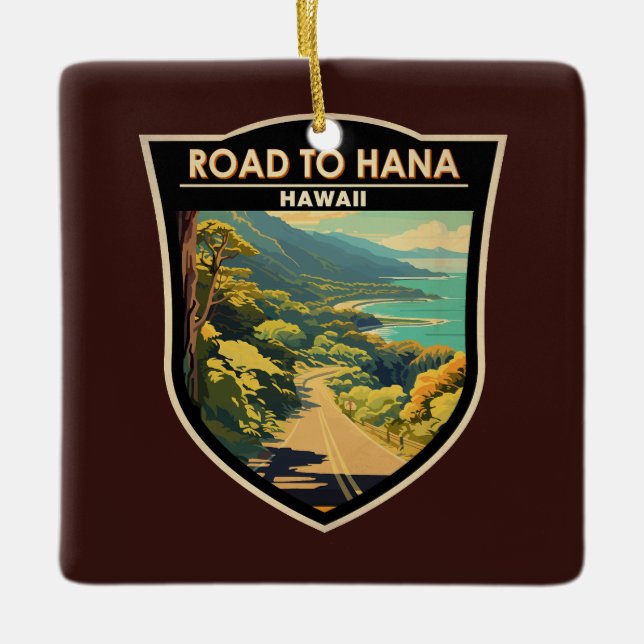 Straße nach Hana Maui Hawaii Vintag Keramikornament (Vorderseite)