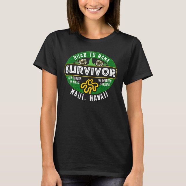 Straße nach Hana Survivor Curvy Palm Maui Hawaii T-Shirt (Vorderseite)