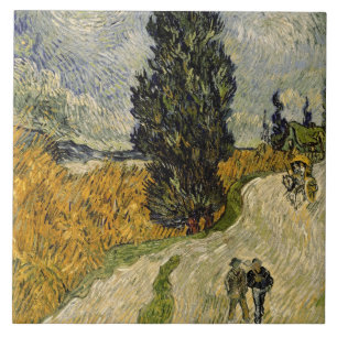 Straße Vincent van Goghs   mit Zypressen, 1890 Fliese