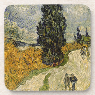 Straße Vincent van Goghs mit Zypressen, 1890 Getränkeuntersetzer