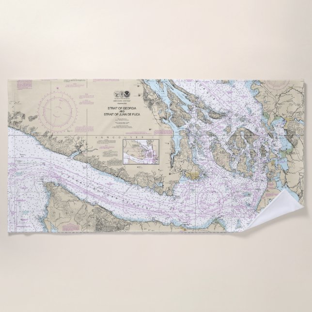 Straße von Georgien und Straße von Juan de Fuca Ch Strandtuch (Vorderseite)