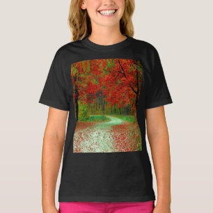 STRASSE WALD BÄUME BOTANIK NATUR LANDSCHAFT T-S T-Shirt