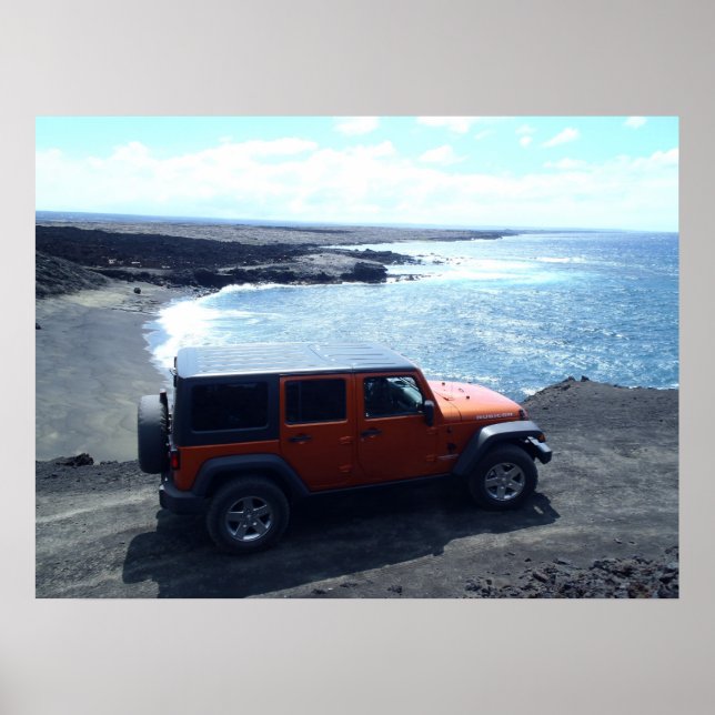 Straße zum Sea jeep Abenteuer Strand Aussichtspunk Poster (Vorne)