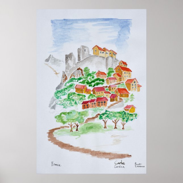 Straße zur Festung Corte | Korsika, Frankreich Poster (Vorne)