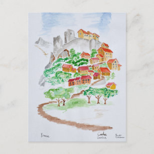 Straße zur Festung Corte   Korsika, Frankreich Postkarte
