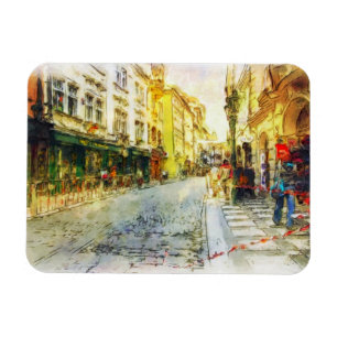 Straßen alten Prag-Aquarells Magnet