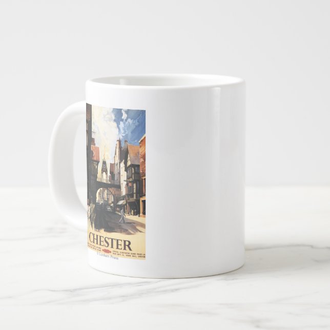 Straßen-Ansicht mit Paar-u. Turm-Uhr-Schiene Jumbo-Tasse (Vorderseite Links)