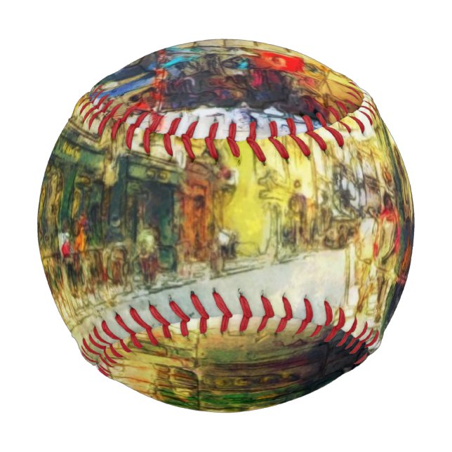 Straßen der alten Prager Wasserfarbe Baseball (Vorderseite)