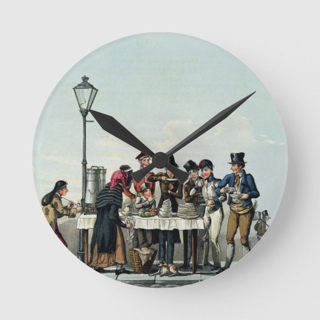 Straßen-Frühstück graviert durch G.Hunt, 1825 Runde Wanduhr (Vorderseite)