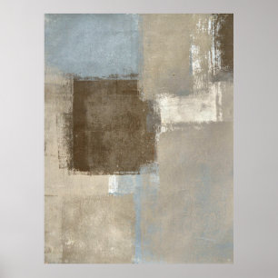 "Straßen" grau und beige abstrakter Poster