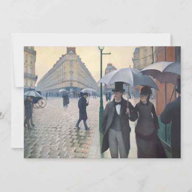 Straßen-regnerischer Tag Gustave Caillebottes | Einladung (Vorderseite)
