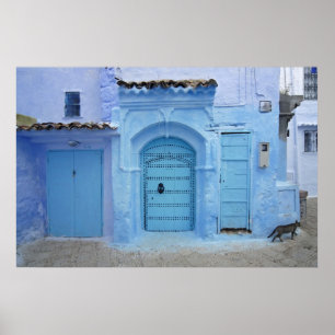 Straßen-Szene, Chefchaouen (Marokko) Poster