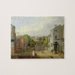 Straßen-Szene in Chorley, Lancashire, mit einer Puzzle